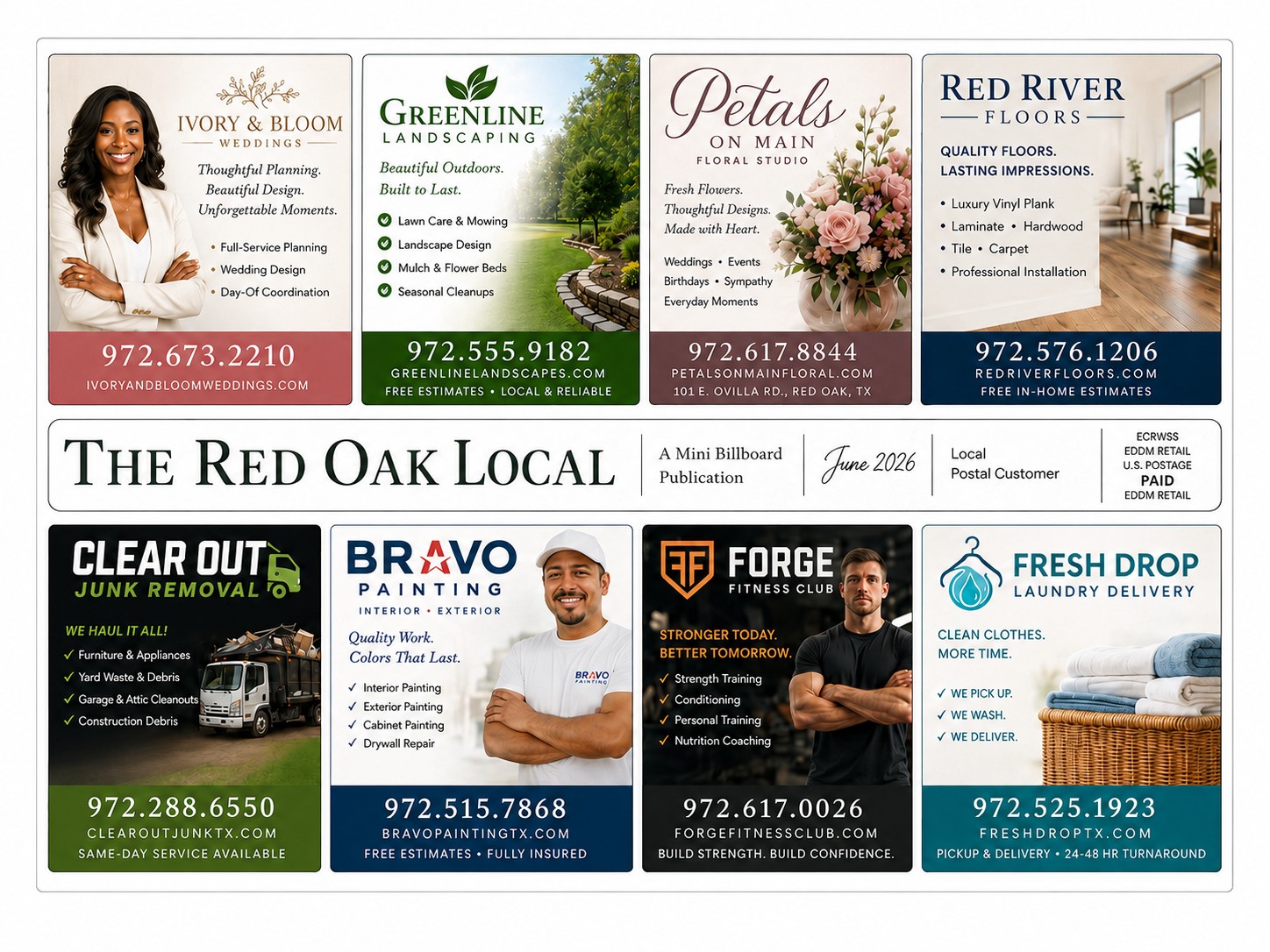 The Red Oak Local — back cover with eight more local businesses