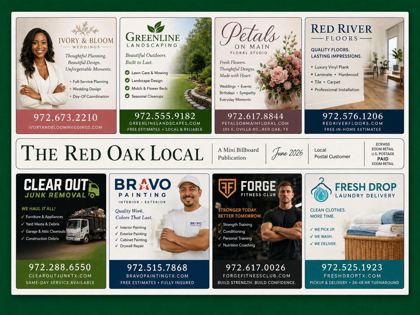The Red Oak Local — back cover with eight more local businesses